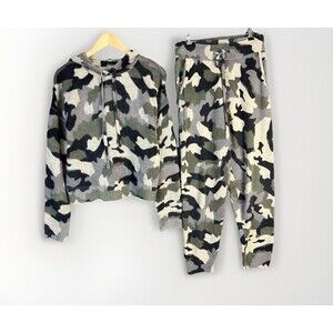 360 Cashmere Matching Set Womens Small Camo Hoodie Sweater Jogger Pants